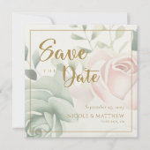 植物性金ゴールドグリーンユーカリ結婚ス セーブザデート (正面)