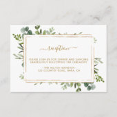 植物性金ゴールドグリーンリーウェディングレセプション エンクロージャーカード (正面)