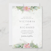 植物性金ゴールドグリーンリーピンク結婚フローラ セーブザデート (正面)