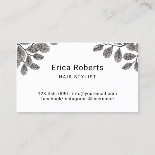 植物性金ゴールドシザーエレガントタイポグラフィヘア 名刺 (裏面)