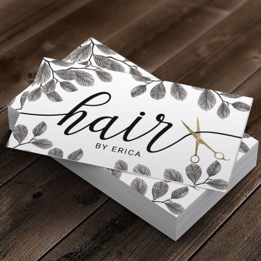 植物性金ゴールドシザーエレガントタイポグラフィヘア 名刺