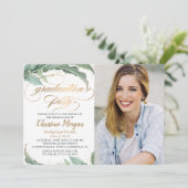 植物性金ゴールドスクリプト卒業パーティーの写真 招待状 (スタンド正面)