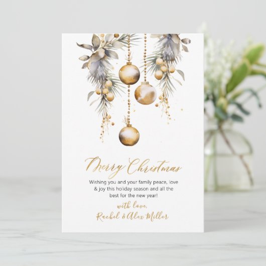 植物性金ゴールドスクリプト非写真メリークリスマス シーズンカード (スタンド正面)