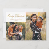 植物性金ゴールドスクリプト2フォトコラージクリスマス シーズンカード (正面)