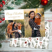 植物性金ゴールドスクリプト2フォトコラージクリスマス シーズンカード