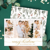 植物性金ゴールドスクリプト5フォトコラージクリスマス シーズンカード