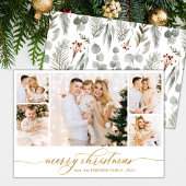 植物性金ゴールドスクリプト5フォトコラージクリスマス シーズンカード