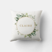 植物性金ゴールドパーソナライズされた緑 クッション (裏面)