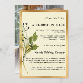 植物性金ゴールド写真記念招待状 招待状