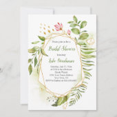 植物性金ゴールド幾何学模様ブライダルシャワー 招待状 (正面)