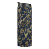 植物性金ゴールド花ブルーパターン タンブラー (回転右)