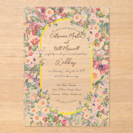 植物性開花アクリル結婚式招待状 アクリル招待状