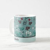 植物性開花花柄パーソナライズされた名 コーヒーマグカップ (正面左)