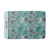 植物性開花花柄パーソナライズされた名 バスマット (正面)