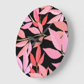 植物性離れのカラフル、シームレスなパターン。 ラージ壁時計 (傾斜)