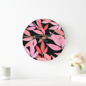 植物性離れのカラフル、シームレスなパターン。 ラージ壁時計 (ホーム)