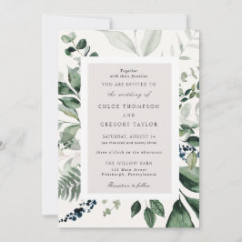 植物性離れ植物と緑結婚の 招待状