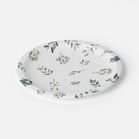 植物性離れ緑のブライダルシャワー ペーパープレート (アングル)