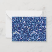 植物性青色花の柄パーソナライズされた ノートカード (裏面)