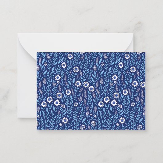 植物性青色花の柄パーソナライズされた ノートカード (裏面)