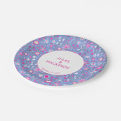 植物性青色野花花柄 ペーパープレート (アングル)