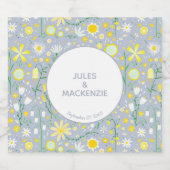 植物性青色野花花柄 リキュールボトルラベル (シングルラベル)