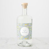 植物性青色野花花柄 リキュールボトルラベル (正面)