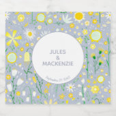 植物性青色野花花結婚柄 ビールラベル (シングルラベル)