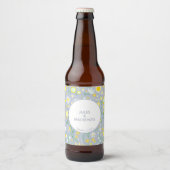 植物性青色野花花結婚柄 ビールラベル (正面)