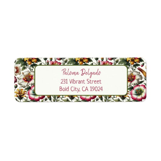 植物性鮮やか熱帯花差出人住所 ラベル (正面)