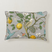 植物性鳥類の花:描ヴィンテージ壁紙 アクセントクッション (裏面)