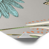 植物性鳥類の花：描ヴィンテージ壁紙 ポスター (角)