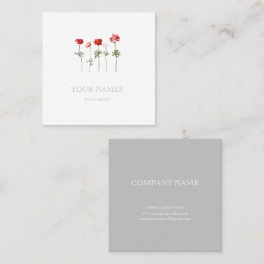 植物性「アネモネ」フローラ名刺 スクエア名刺 (正面/裏面)
