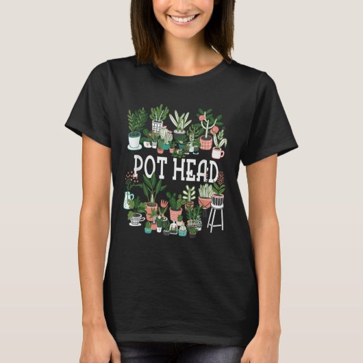 植物愛好家と庭師_ポット頭多肉短肉 Tシャツ (正面)