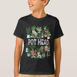 植物愛好家と庭師_ポット頭多肉短肉 Tシャツ