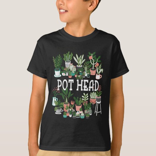 植物愛好家と庭師_ポット頭多肉短肉 Tシャツ (正面)