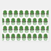 植物愛好家ハンドドローしたサボテンと多肉植物 ラッピングペーパーシート (正面)