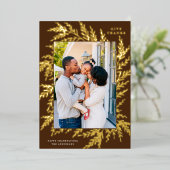 植物感謝祭フォトブラウン金ゴールド 箔シーズンカード (立ち正面)