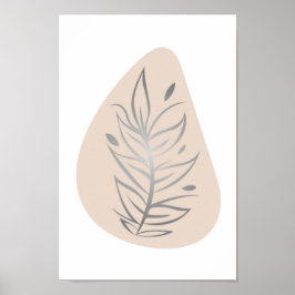 植物抽象芸術ラインアート ポスター