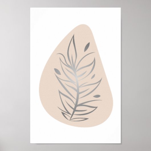 植物抽象芸術ラインアート ポスター (正面)