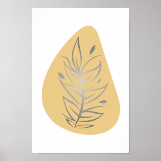 植物抽象芸術ラインアート ポスター (正面)