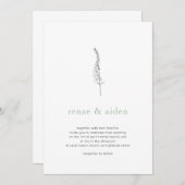 植物招待状、ミニマルフローラ結婚ズ 招待状 (正面/裏面)