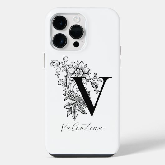 植物文字Vモノグラム名 iPhoneケース (裏面)