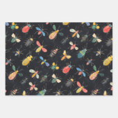 植物昆虫採集チョークスケッチ模様 ラッピングペーパーシート (正面3)