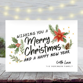 植物書道楽しいクリスマスの非写真 シーズンカード