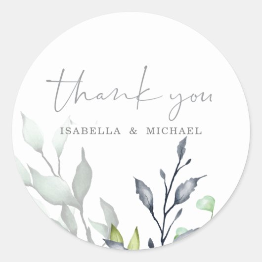 植物書道結婚有難う ラウンドシール (正面)