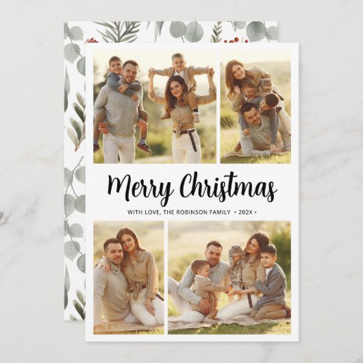 植物書道4写真数々のクリスマス シーズンカード (正面/裏面)