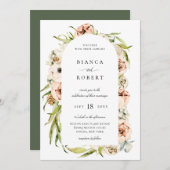 植物林フローラアーチ結婚フレームのinvitat 招待状 (正面/裏面)