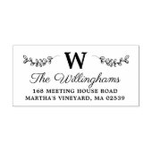 植物枝とモノグラム葉付き セルフインキングスタンプ (デザイン)