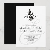 植物枝アンパサンドモノグラムの結婚ズ 招待状 (正面/裏面)